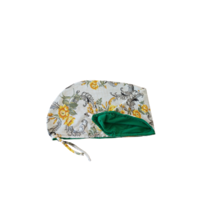 Touca floral amarelo e verde